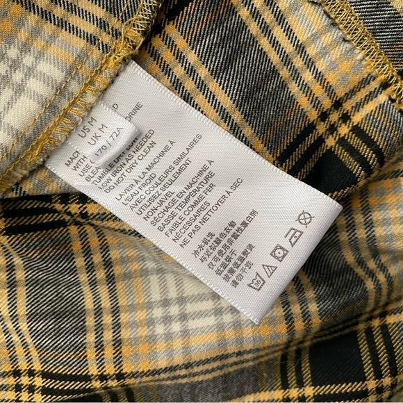 Urban Outfitters Yellow Plaid Mini Skirt Size Medium Split Slit Side Academia - Picture 8 of 8